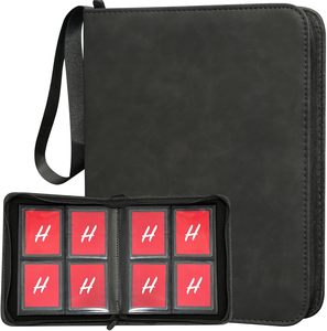 Porte-cartes en cuir PU imperméable de qualité supérieure avec 9 pochettes et fermeture éclair sécurisée, album de cartes à collectionner personnalisé noir, juste pour ranger les acryliques - Product Image 4