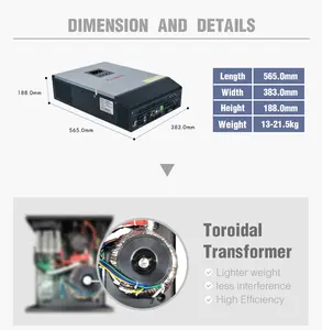 Techfien-Power Inverter mit MPPT, 5kVA, 48V, 120V, 240V, DC zu AC, 5000VA