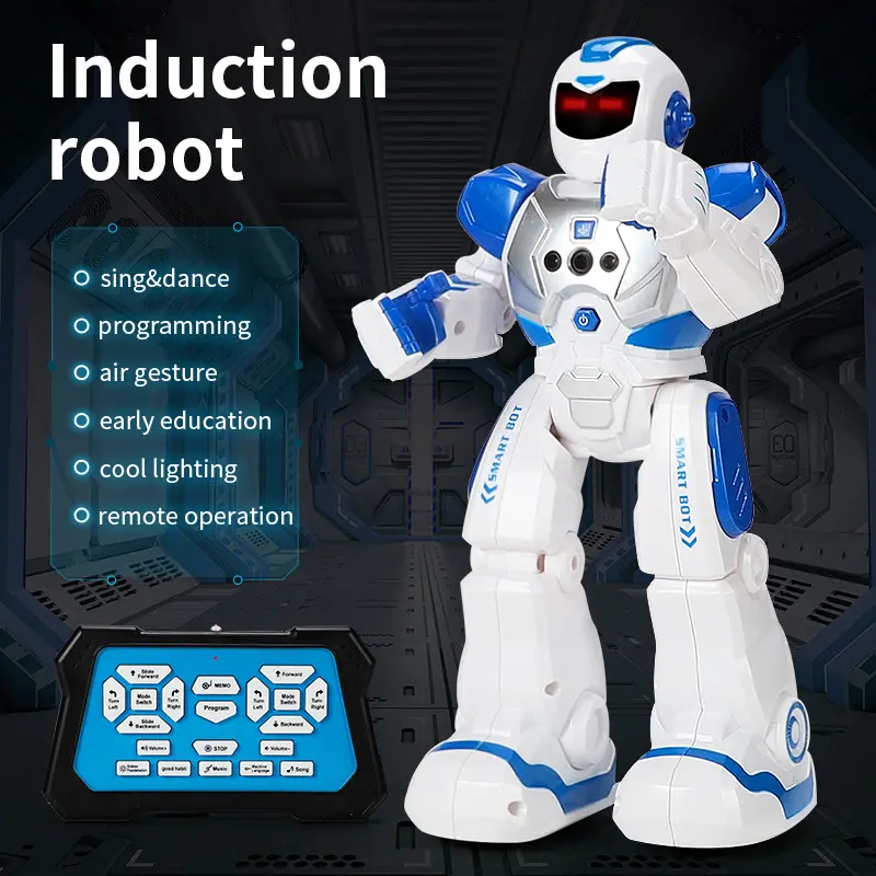 2023 Amazon Hot Sale Early Education Intelligent Robot USB Charging Electric Singing IR Control Robocop Toys for Children