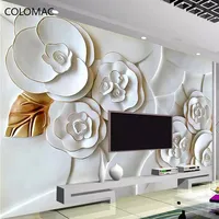 Papel Tapiz Mural Personalizado, Relieve Estereoscópico 3D, Flores, Fresco, Papel Tapiz Autoadhesivo para Sala de Estar, Decoración del Hogar para Dormitorio