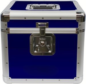 Caja de Almacenamiento para Discos de Vinilo Azul, Duradera, de Aluminio, para 70 Discos LP de 12 Pulgadas, Estuche de Transporte para <span class=keywords><strong>DJ</strong></span> - Product Image 4