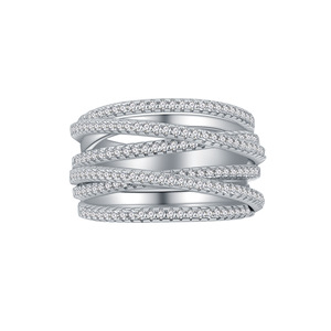 Anillos de circonita <span class=keywords><strong>Punk</strong></span> para mujer, joyería de 13mm de ancho, tejido multicapa, cz, Plata de Ley 925, anillo de circonia cúbica - Product Image 1