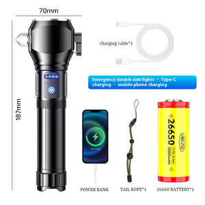 12 Trong 1 Ngoài Trời An Toàn SOS <span class=keywords><strong>Torch</strong></span> Ánh Sáng Vành Đai Ghế Cắt Búa Từ Đèn Pin Cho Xe Ô Tô - Product Image 5