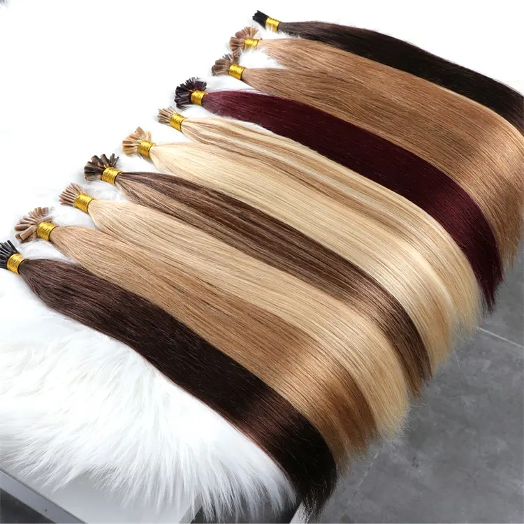 WholeSale Double Drawn Pre Bonded u-Tip i-Tip v Nail Hair Extensions Hand Tied Genius Weft Hair Extension Virgin Human Hair