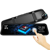 Cámara de Coche con Grabación 4K+1080P de 12 Pulgadas, Espejo Retrovisor con Cámara Delantera y Trasera 4K, Doble Lente, Wifi, GPS, Monitor de Estacionamiento