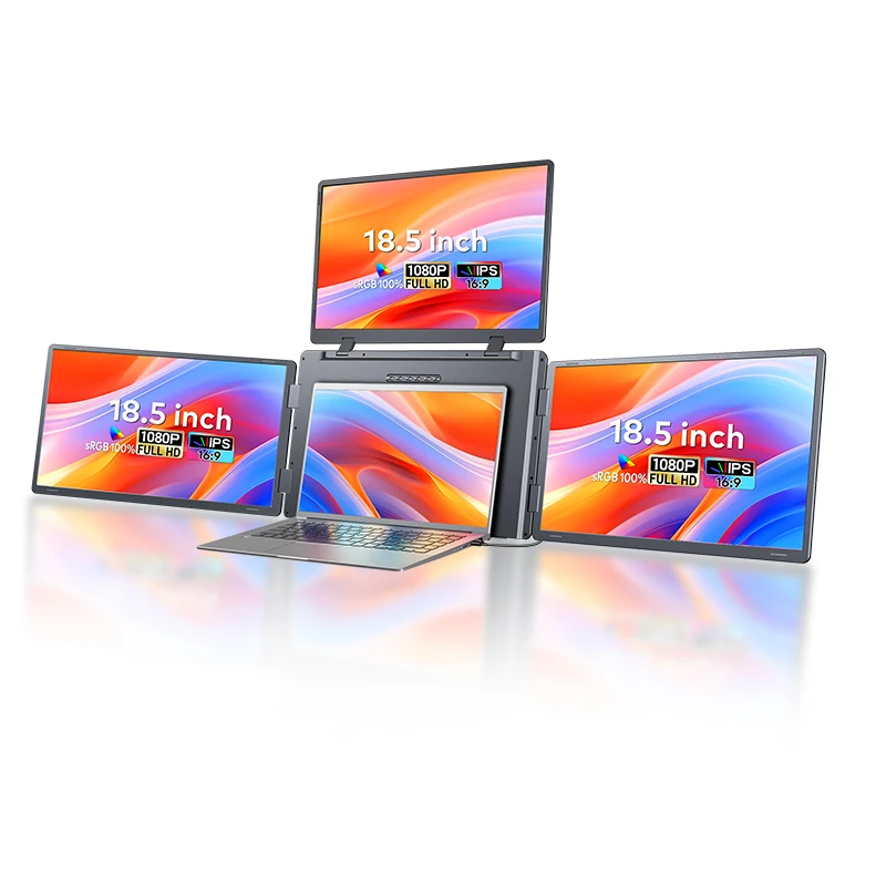 <strong>2026</strong> New <strong>18</strong>.5 <strong>Inch</strong> IPS 1080P <strong>One</strong> Cable Quad Portable <strong>Monitor</strong> with Type-C USB for Business Office Trading Gaming Laptop