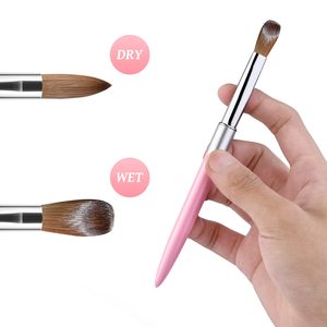 Pinceau à ongles professionnel 100% Kolinsky en acrylique, manche en métal rose clair, logo personnalisé, pinceau de manucure avec tube en PVC - Product Image 5