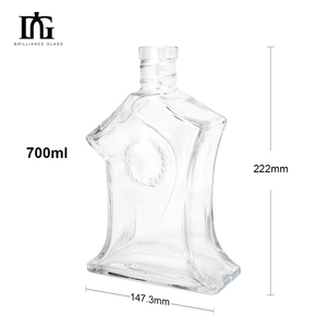 Bouteille de Luxe BRILLIANCE en Verre Transparent avec Bouchon en Liège 500ml/700ml Vide pour Whisky <span class=keywords><strong>Vodka</strong></span> Estampillée Or Tianjin - Product Image 5