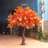 Personnalisé 1-5m Artificielle Orange Rouge Érable Arbre de Simulation en Fibre de Verre Mariage Hôtel Restaurant Intérieur Extérieur Décor