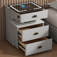 Table de chevet moderne et intelligente pour chambre à coucher, avec 3/1 tiroirs, verre trempé, haut-parleur Bluetooth, USB, mobilier de maison