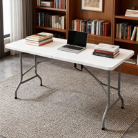 Table pliante rectangulaire en plastique HDPE de 6 pieds, robuste et pliable, idéale pour les mariages, la formation, les fêtes, la location et les repas