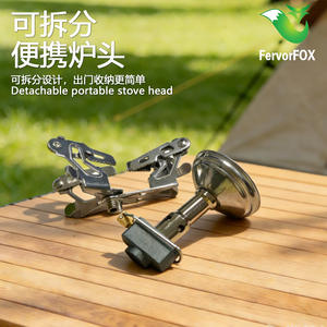 เฟอร์โวฟอกซ์เตาแก๊สพกพาสำหรับตั้งแคมป์ขนาดเล็กพับได้เตาทำอาหารกลางแจ้งกันลมน้ำหนักเบาสีเงิน 10.5x6.5x6.5 ซม. - Product Image 5