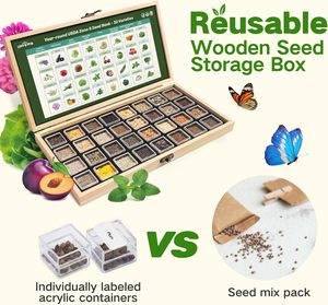 Kit di Semi Non-OGM da 32 Varietà per la Coltivazione di Verdure ed Erbe, Kit di <span class=keywords><strong>Sementi</strong></span> per Sopravvivenza per <span class=keywords><strong>Orto</strong></span> Rialzato e Serra, Regali per Giardinieri - Product Image 4
