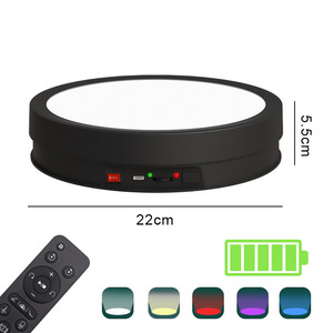 KAMPHO <strong>Rotating</strong> <strong>Display</strong> <strong>Stand</strong> With Color LED Light, 22cm/25kg Electric Remote Control Product Photography Video Turntable - Product Image 1
