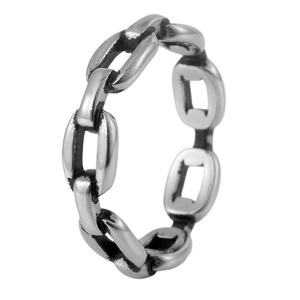 yunnique Stainless Steel Chain <b>Ring</b> Women Hollow Geometric Design Simple <b>Plain</b> Band Jewelry Gift Accessory - Product Image 5