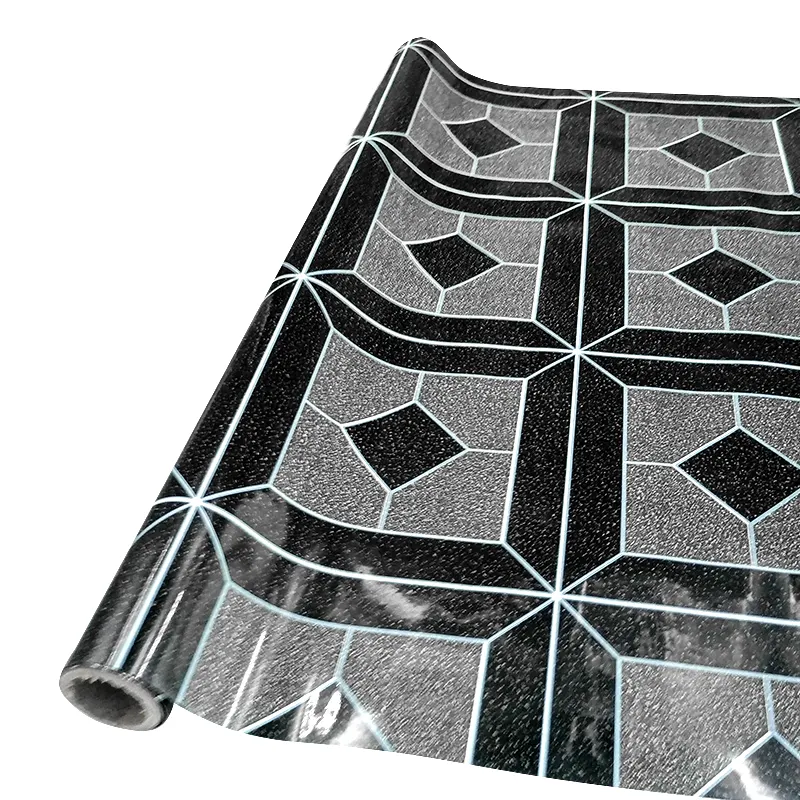 Black And Grey Marble Tiles Interior Plastic Flooring Vinyl Pvc Linoleum Roll Floor Covering Carpet Sheet Mat Laminate