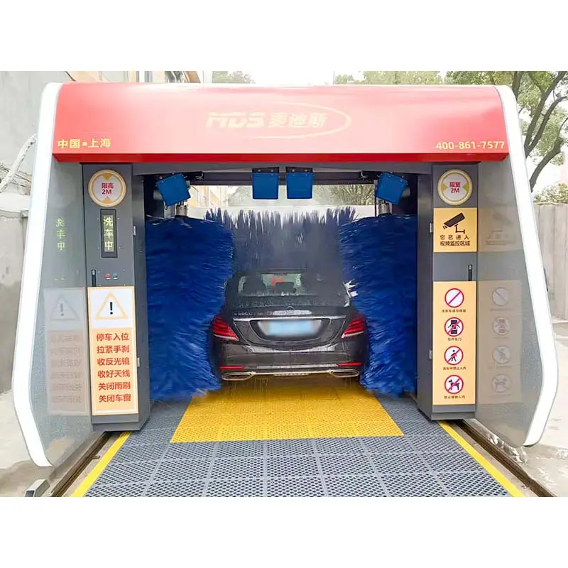 Máquina automática de 5 escovas alternativas vermelha e cinza para carros com quadro externo