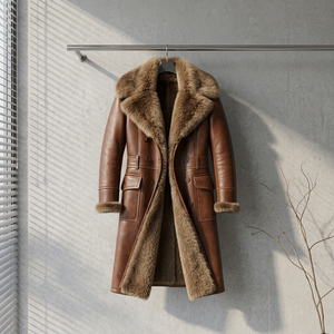 Men's Casual Slim Fit Breathable Woolen Fur Trim Turn-down Collar <b>Trench</b> <b>Coat</b> High Quality Winter Warm Anti-Wrinkle Thick Long - Product Image 6
