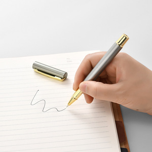 Business Metal Gel <b>Pen</b> <b>Gold</b> Trim 0.5mm Writing Smooth Office Stationery Promotional Use - Product Image 1