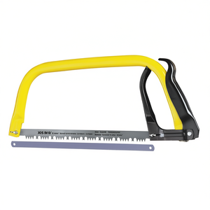 Mini sierra de arco con hoja de acero de 12 pulgadas para cortar madera con marco amarillo y mango negro - Product Image 2