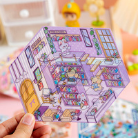 Autocollants 3D Stéréoscopiques Personnalisés en PET pour Paysages, Scènes de Cabane et Chalet, Décoration Miniature Mignonne de Dessins Animés pour Carnet DIY – Vente en Gros