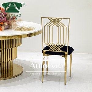 Venta al por mayor de oro marco de acero inoxidable camaleón sillas para eventos de boda - Product Image 6