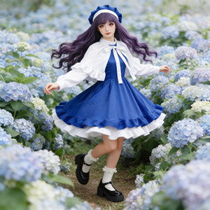 Conjunto de Disfraz de Cosplay de Cardcaptor Sakura Daidouji Tomoyo, Vestido Azul y Blanco Estilo Lolita, Ropa de Escenario Invierno 2025 - Product Image 4