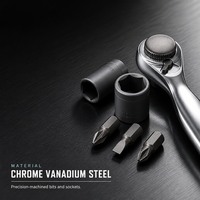 Jeu de clés à cliquet 38 en 1, embout 1/4 pouce, acier au chrome-vanadium, kit d'outils de réparation multifonction avec embouts et douilles