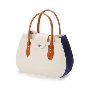 Pu Leather Handle Rigid Piping Zippered Pocket Spacious Main Body For Formal Occasions Handbag