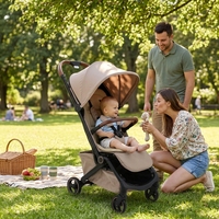 Poussette Abon Baby BS6020 pliable en 3 sections, légère, en alliage d'aluminium, cadre métallique, compacte, portable, capacité de charge de 15 kg, EVA