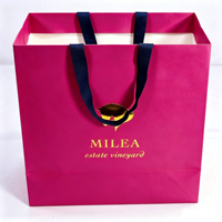 Sac en papier cadeau magenta de luxe abordable pour boutique de détail de Noël, avec votre propre logo, pour vêtements de fêtes