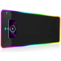 Tapis de souris personnalisé imperméable avec charge sans fil pour ordinateur, tapis de souris LED Qi 10 W pour votre espace de travail, tapis de souris RGB pour jeux