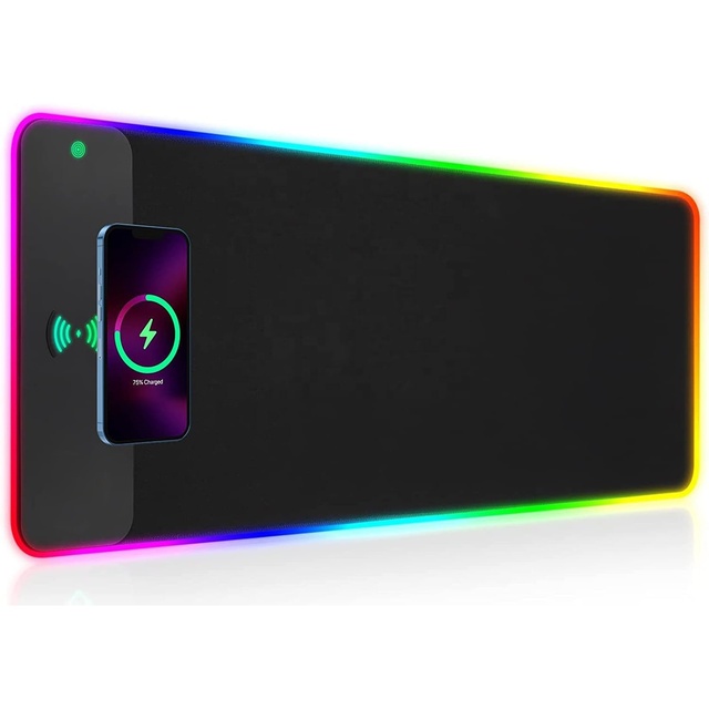 Custom Waterproof Wireless Charging Computer Desk Mat Mouse Pad Your Workspace 10 W LED Qi Mouse Mat RGB Gaming Mouse Mat