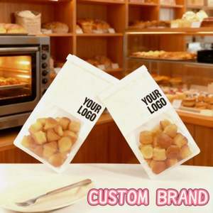 Sacs d'emballage personnalisés biodégradables pour produits de boulangerie avec fenêtres transparentes en papier kraft blanc et brun pour pain, gâteaux et aliments - Product Image 5