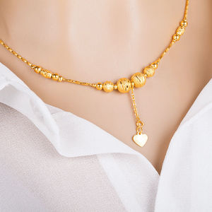 Kalung liontin ukiran baru perhiasan rantai kasual wanita berlapis emas 24K liontin berbentuk kacang emas <span class=keywords><strong>Dubai</strong></span> - Product Image 3