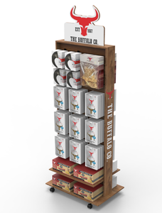 Présentoirs de Magasin Personnalisés Apache avec Logo pour Magasins d'Animaux et Supermarchés – Présentoir Double Face en Bois pour Aliments et Snacks pour Animaux - Product Image 1