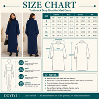 Robe longue maxi pour femme en maille premium opaque 320 GSM, col roulé, épaules tombantes, douce, confortable et élégante, manches longues, hiver, logo personnalisé OEM