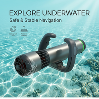 TopSupplier Scooter sous-marin compact portable, couleur argent métallisé, lumière LED, commande au pouce, propulseur de natation sous-marine