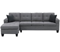 Sofá Seccional en Forma de L de Tela Gris para Sala de Estar, Venta al Por Mayor de Fábrica