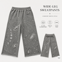 Pantalon Homme Streetwear Personnalisé ODM en Coton Lourd 100% Coupe Ample Jambe Large Imprimé Graphique Tendance