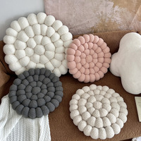 Nouveau style 2025 Coussin tissé uni minimaliste 'Cookie' - Esthétique crème INS, style crème français pour baie vitrée, canapé et pouf