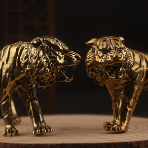 Adorno Decorativo de Tigre de Latón, Bronce Antiguo, para Hogar u Oficina, Diseño Tradicional del Zodiaco Chino - Product Image 4