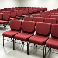 Sillas Metálicas Modernas Apilables para Iglesia con Bolsillo Trasero, Suministro de Fábrica, Muebles para Auditorio, Púlpito y Salón