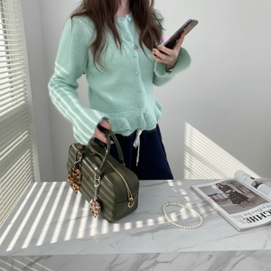 Polyester/Pamuk Örgü Yumuşak Rahat Günlük Sonbahar Hırkası Üç Çeyrek Kol ve Tüylenmez Özellikli Kadınlar İçin - Product Image 4