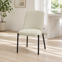 Chaise de salle à manger pivotante sans accoudoirs à coque incurvée en tissu texturé PU moderne pour la maison, le bureau et la salle de bain (DC-5009)