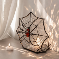 Carré Gothique Décor À La Maison Cob Web Saut Araignée Photophore Titulaire Vitrail Suncatcher pour Halloween Fenêtre Toiles D'araignée Décoratif