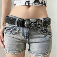 Ceinture pour homme en alliage personnalisable, style punk hip-hop, boucle tête de mort, ceinture décontractée personnalisée, en stock, vente en gros
