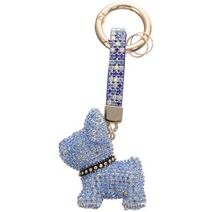 Diamond Key Ring and Bag Hanging Pendant with Blue Crystals Stylish Dog Charm Accessory for Women Is Handbags and Car Keys - Product Image 1