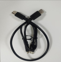 Cable TPC de 60W 3A de Carga Rápida, 0.3m, Negro, Doble Cabeza Tipo-C para Computadora y Cámara