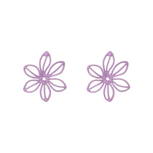 MISSNICE Nan New Catharanthus Roseus blau-violette Farbe geometrische Malerei Ohrringe Blumen Bogen Ohrringe frische Ohrringe